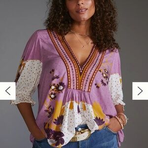 Anthropology BL-NK Stephanie top 2x NWT